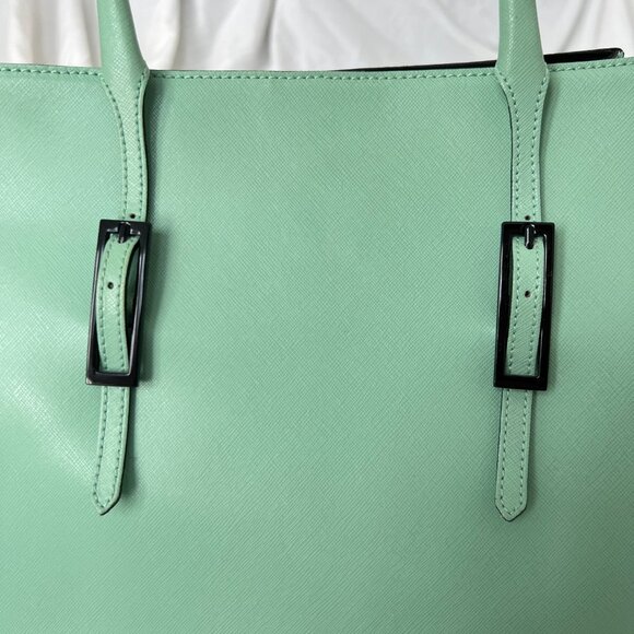 [RARE] Coccinelle Celeste Saffiano Leather Tote in Acquamarina - Picture 4 of 11